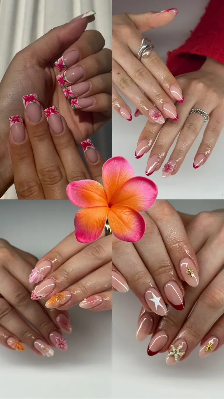 Elegante Almond Nageldesigns, vier Varianten · Moonlit Nails Hildesheim